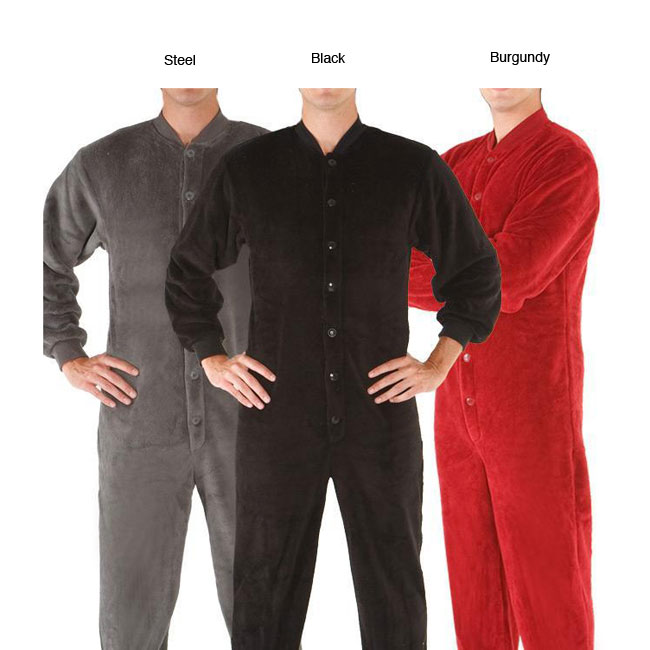 Alexander Del Rossa Mens Fleece Footed Pajama Set  