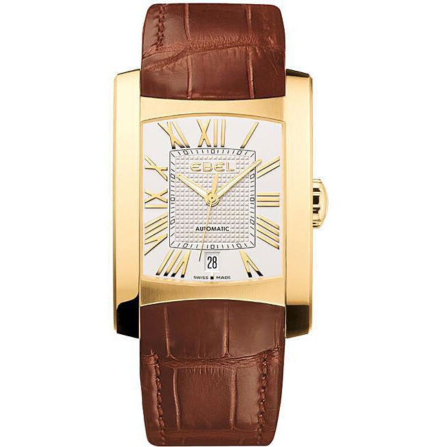 Ebel Brasilia Men's Leather Strap Yellow Gold Automatic Watch