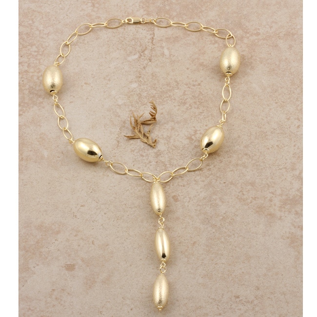 Gold Vermeil Hollow Ovals Y Link Necklace (Italy)