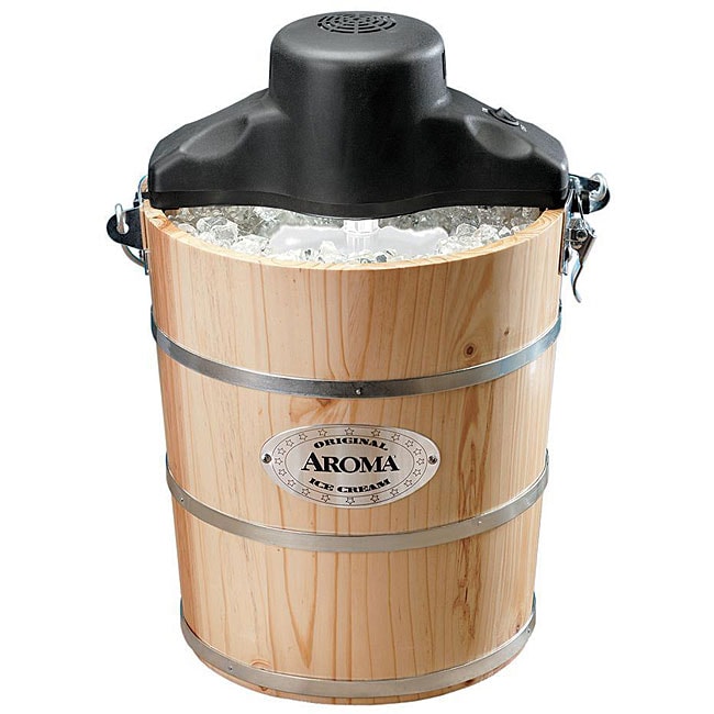 Aroma 6 quart Natural Wood Barrel Ice Cream Maker  