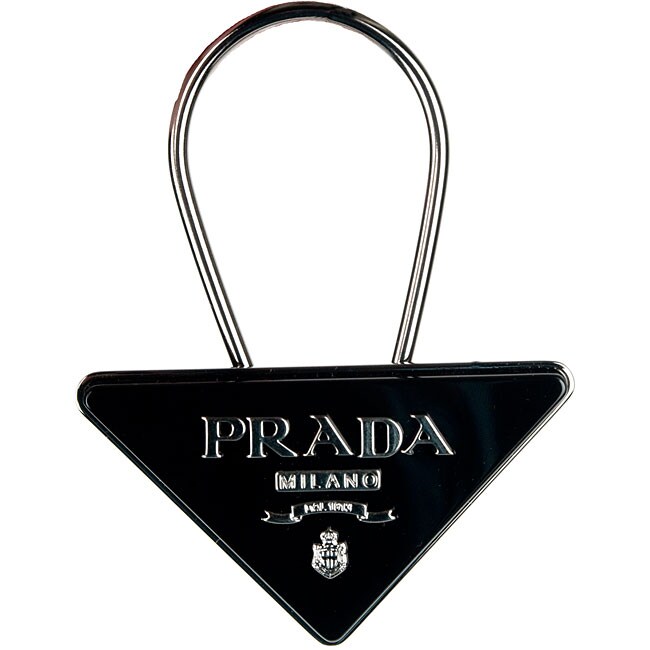 Prada Black/ Silver Triangle Logo Keychain - 12382619 - Overstock ...  