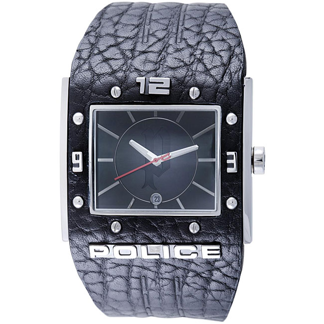 Police Mens Black Rhyno Leather Watch  