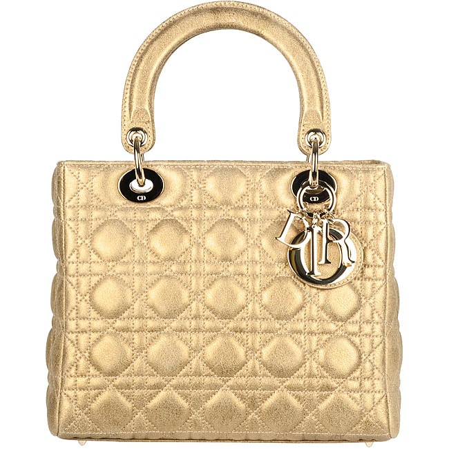 Lady Dior Metallic Gold Classic Small Tote Bag  
