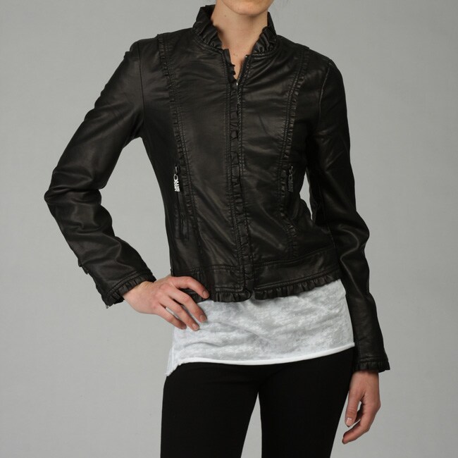 Miss Sixty Women's Ruffled Faux Leather Jacket 12517880 Overstock