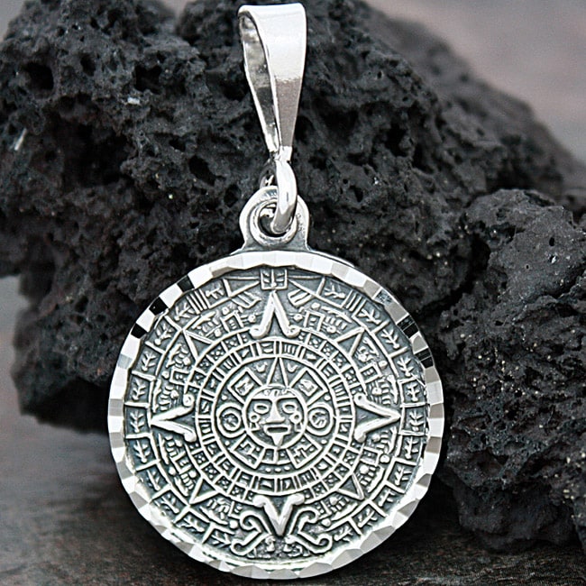 Sterling Silver Aztec Calendar Pendant (Mexico) 12531441 Overstock