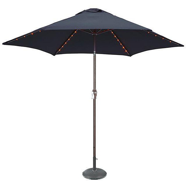 LED Lighted Deluxe Navy Blue 9-foot Patio Umbrella - 12579928