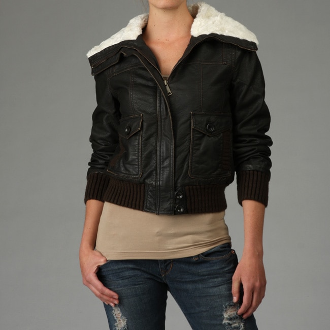 Levi's Women's Dark Brown Faux Leather Bomber Jacket - 12584952 - Overstock.com Shopping - Top 