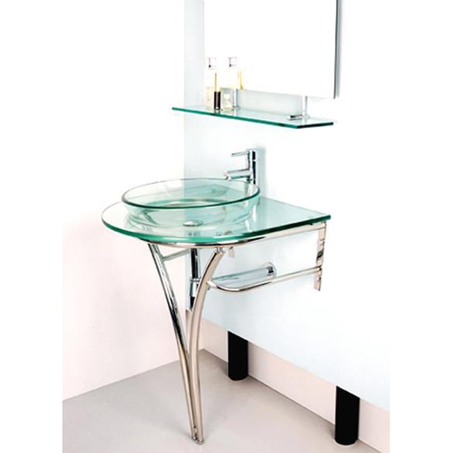 Pedestal Glass Sink with Stainless Steel Stand Overstock Shopping