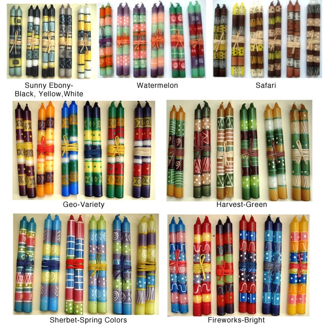 Set of 2 Handmade Multicolored Unscented Candles (South Africa