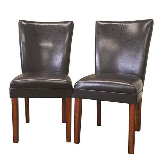 Gary Modern Brown Leather Dining Chairs (Set of 2) Overstock