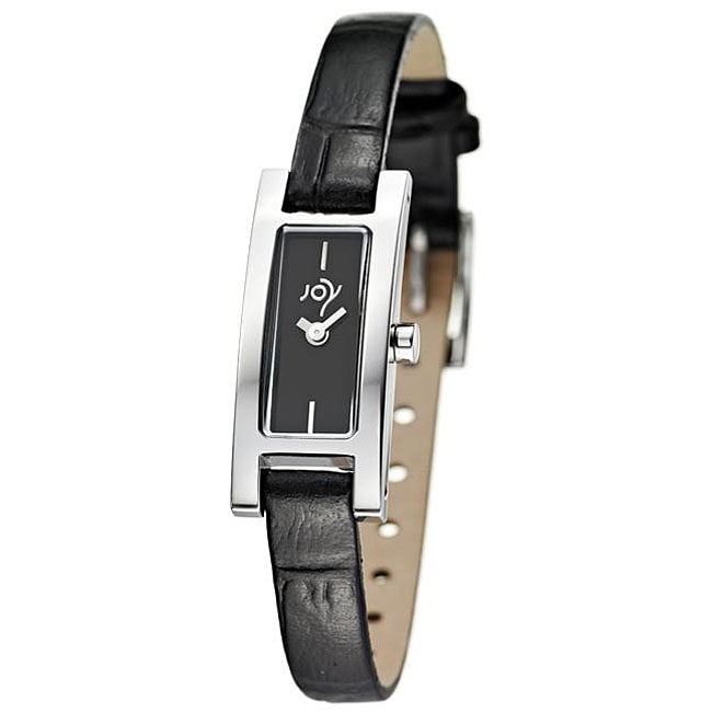 Joy Womens Rectangulares Tamano Black Strap Watch  