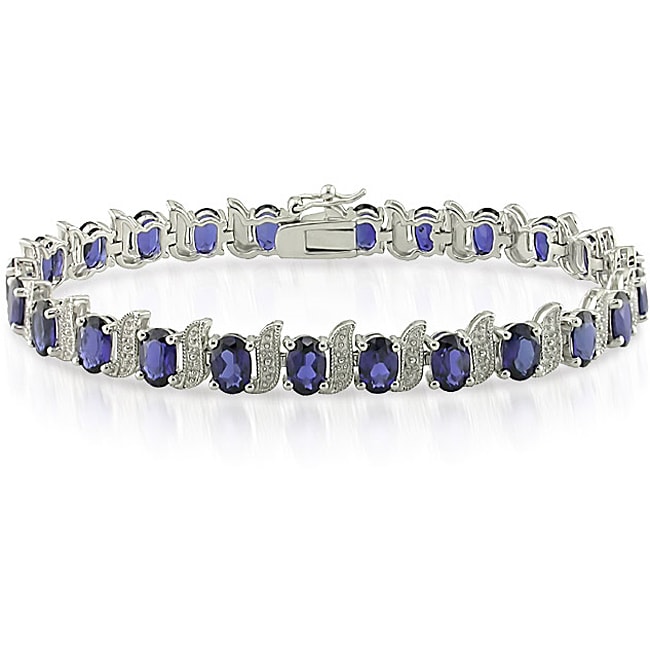   Created Sapphire and Diamond Accent Tennis Bracelet  