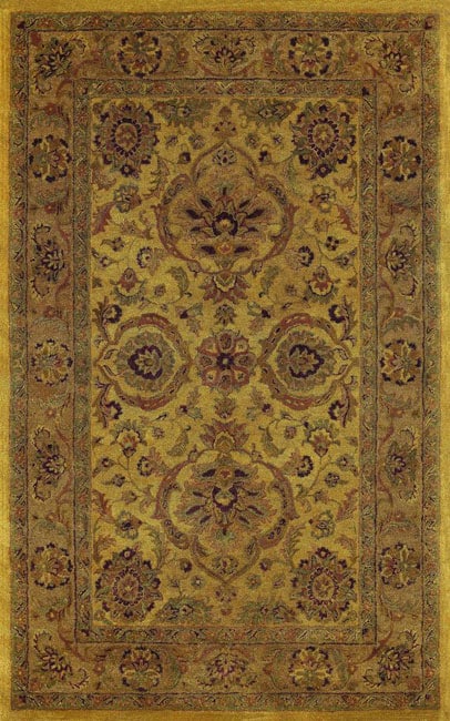 Hand tufted Heirloom Gold Oriental Wool Rug (86 x 116)