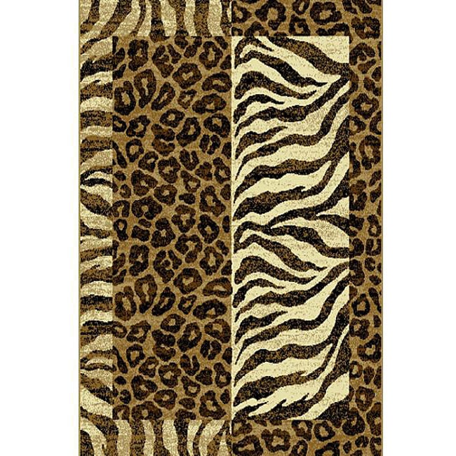 nuLOOM Cameo Zebra/ Leopard Animal Fusion Print Gold Rug (3'11 x 5'7