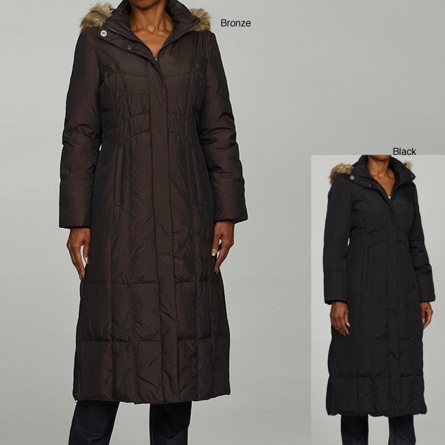 Anne Klein Womens Quilted Long Down Coat  