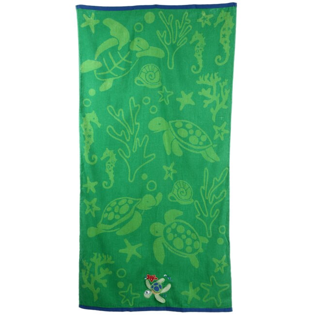 Turtle Embroidered Cotton Beach Towels (Set of 2) 12753069