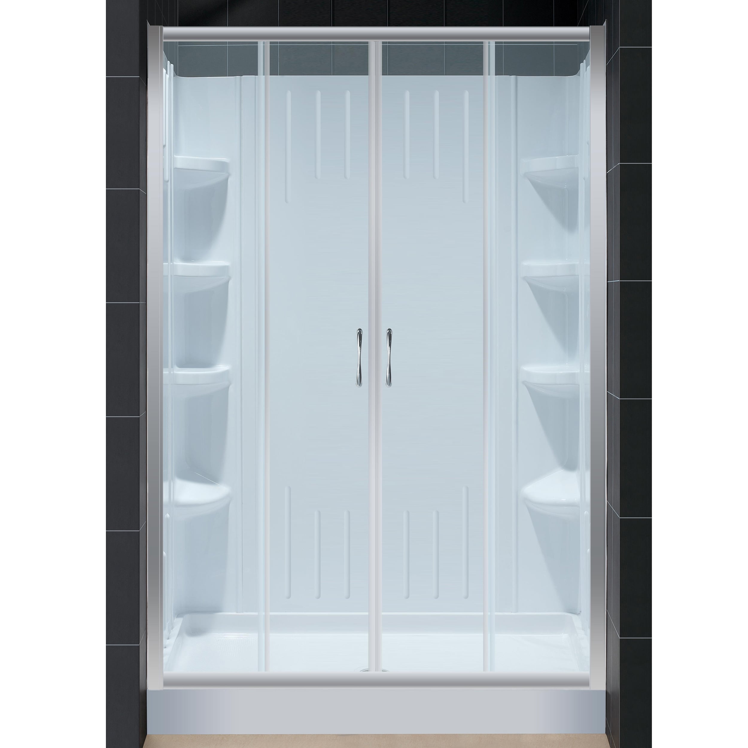 DreamLine 34x60inch Clear Glass Bathtub Replacement Shower Kit