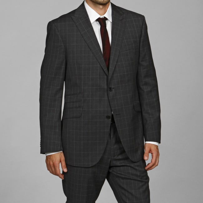 Ben Sherman Mens Grey Wool Flat Front Suit