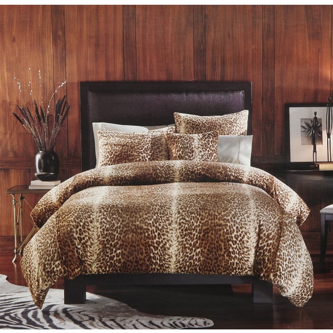 Leopard Print Faux Fur 3-piece Queen-size Duvet Cover Set - 12980960 