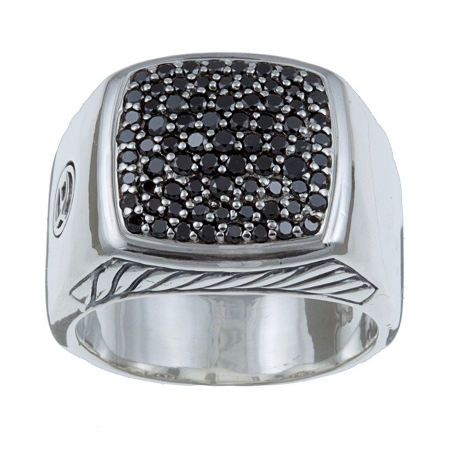 David Yurman Sterling Silver Black Diamond Ring