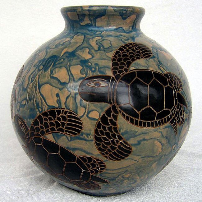 Handmade Clay Turtle Vase (Nicaragua) 12989305