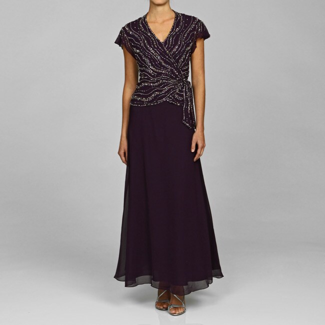 j kara v neck beaded gown