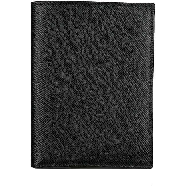 Prada Saffiano Black Leather Bi-Fold Vertical Wallet - 12999433 ...  