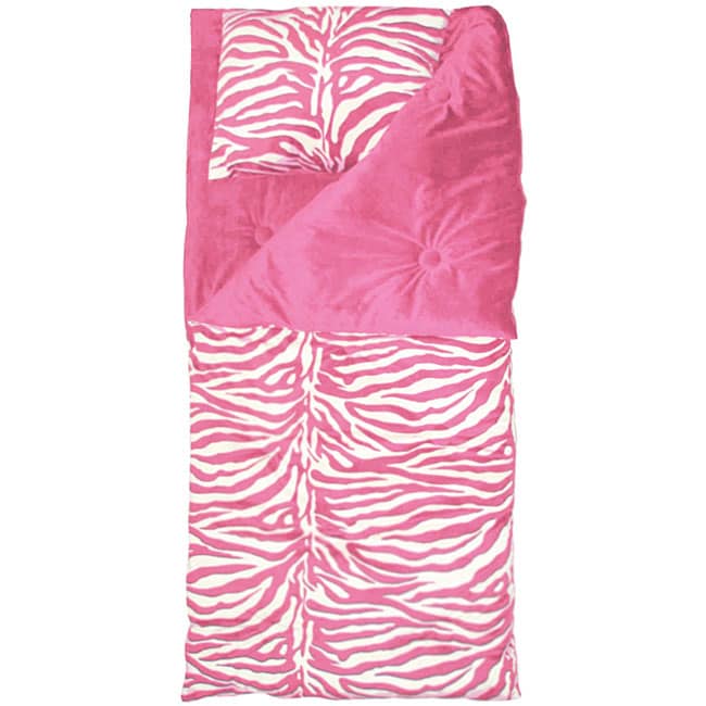 Microplush Pink/ White Zebra Print Sleeping Bag  