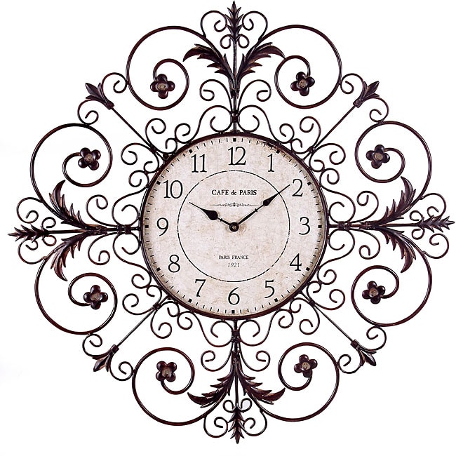Handcrafted Provence French Metal Scroll Wall Clock Overstock