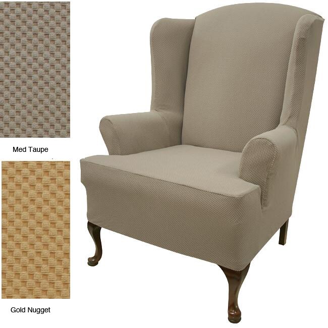Wing Chair Stretch Slipcover  13028568  Overstock.com 