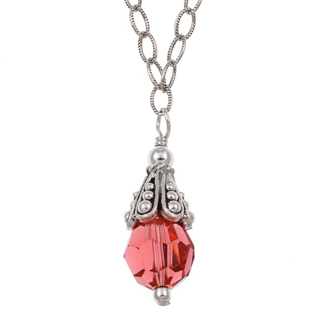 Charming Life Sterling Silver Coral Crystal Necklace  