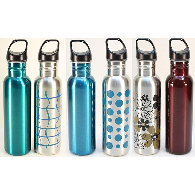 Stainless Steel 24 oz Water Bottles (Set of 6)  