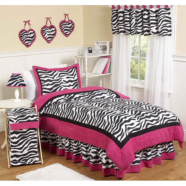 JoJo Designs Pink/ Black/ White 4 piece Twin size Comforter Set 