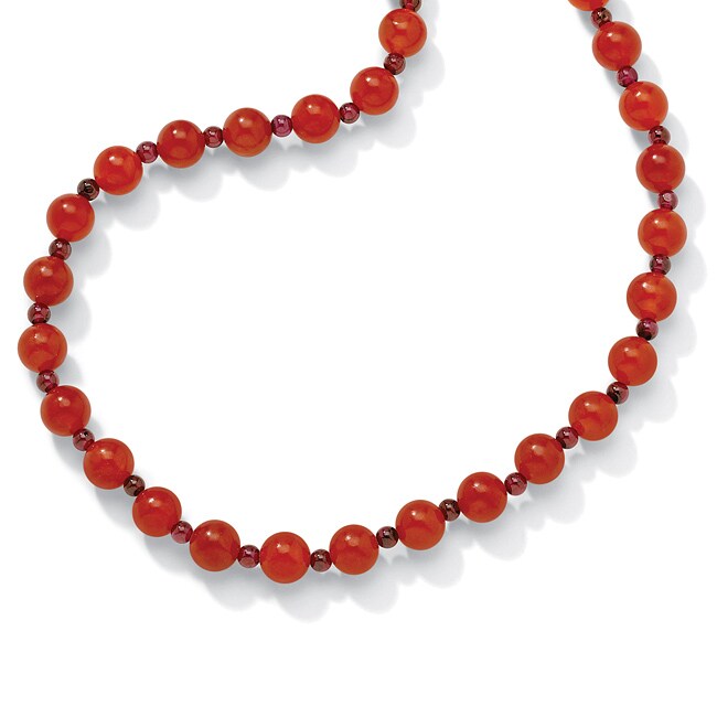 Angelina DAndrea Red Jade 24 inch Beaded Necklace
