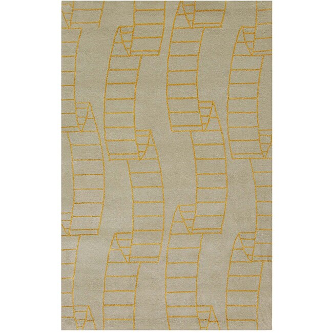 Hand tufted Keiston Grey/ Yellow Wool/ Viscose Rug (5 x 8