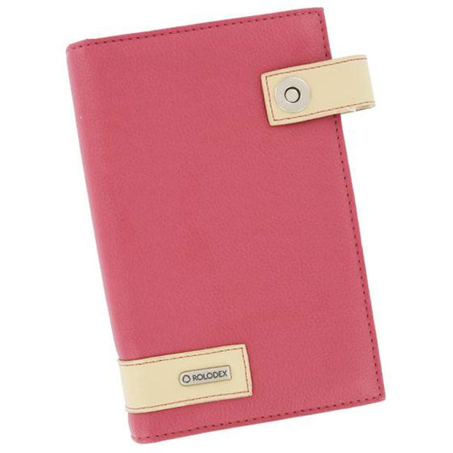 Pink Faux Leather Pocket Sized Rolodex Business Card Book For 72 Cards