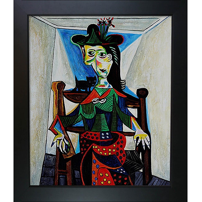 Picasso Paintings Dora Maar w/ Cat New Age Black Finish Wood Frame 