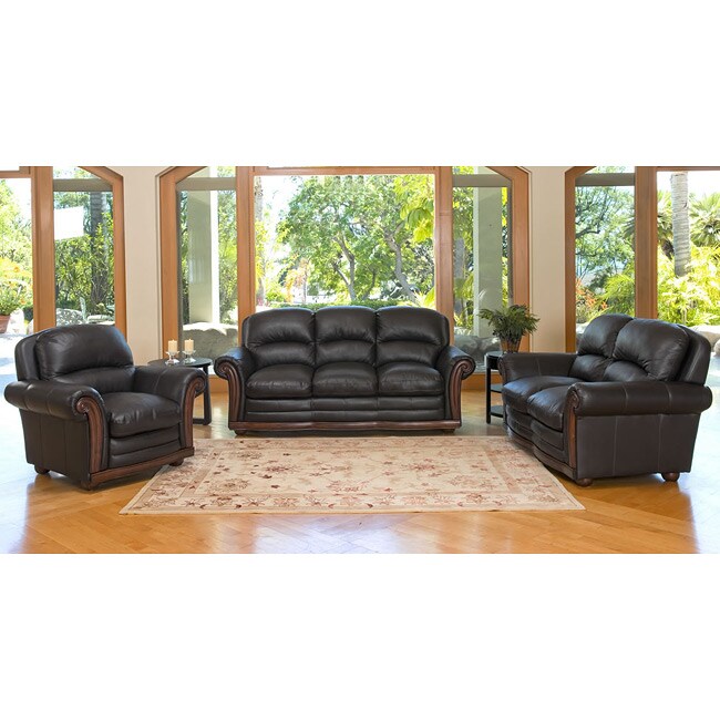 Kensington Italian Leather Sofa, Loveseat, and Chair Set   