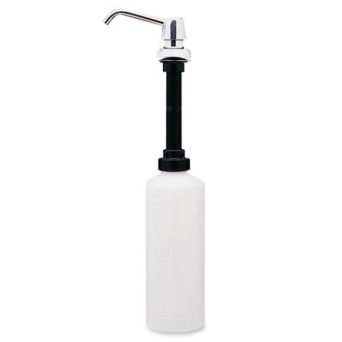 Bobrick 34 ounce Top filling Countertop mount Liquid soap Dispenser (Polished chromeMaterial Plastic, polyethylene, stainless steelMounts through 1 inch diameter hole in lavatory or countertop Corrosion resistant valve dispenses liquid soapsSpout height