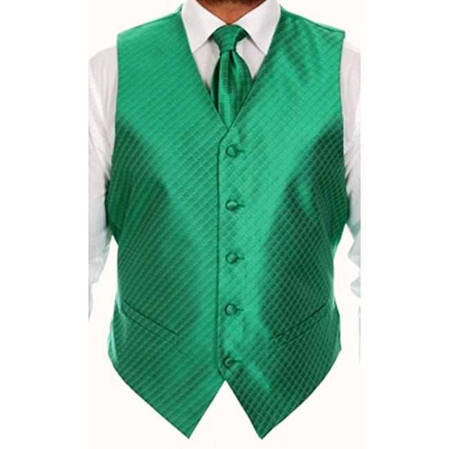 Ferrecci Mens Four piece Green Vest Set  