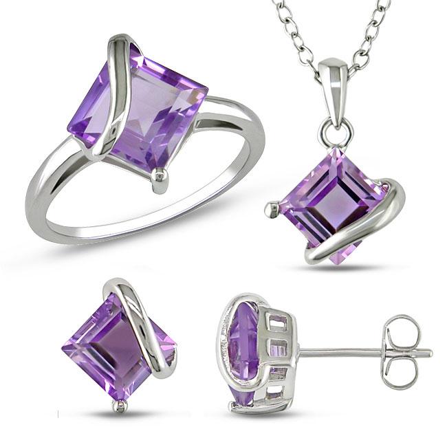 Sterling Silver Amethyst Jewelry Set  