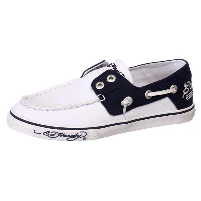 Ed Hardy Women's 'Del Mar' White Canvas Boat Shoes Overstock