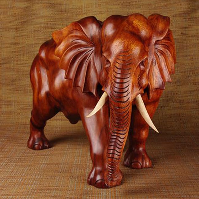 wooden indian elephant statue