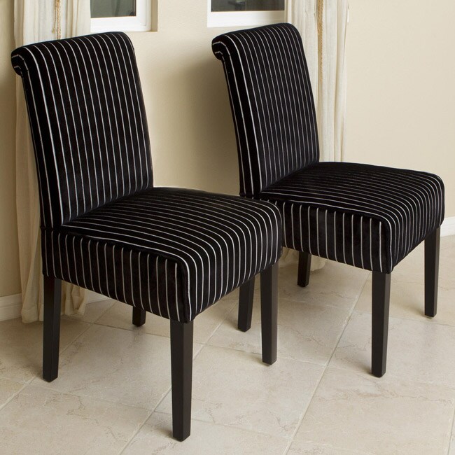 Black/ White Striped Rolled-Back Dining Chairs (set of 2 ...