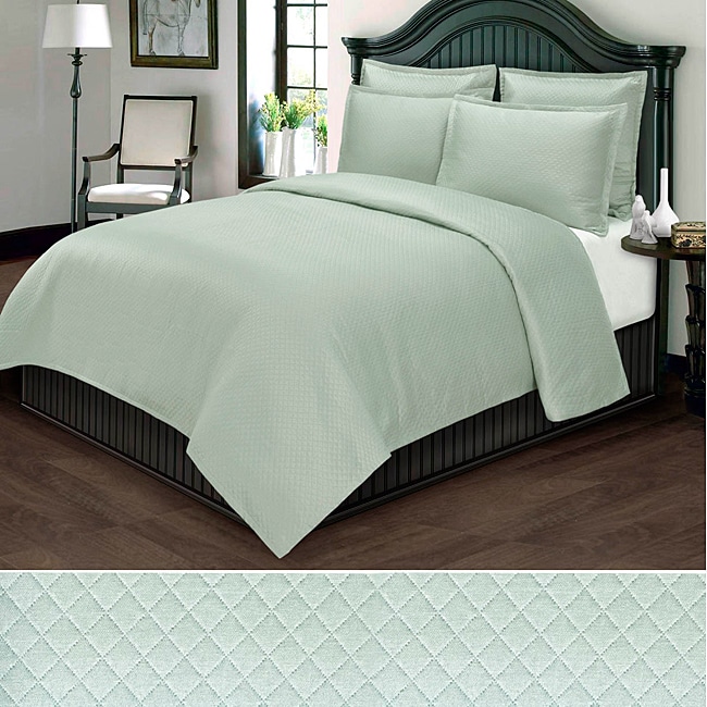 Silver Sage Mini Diamond Matelasse Full/ Queensize 3piece Coverlet