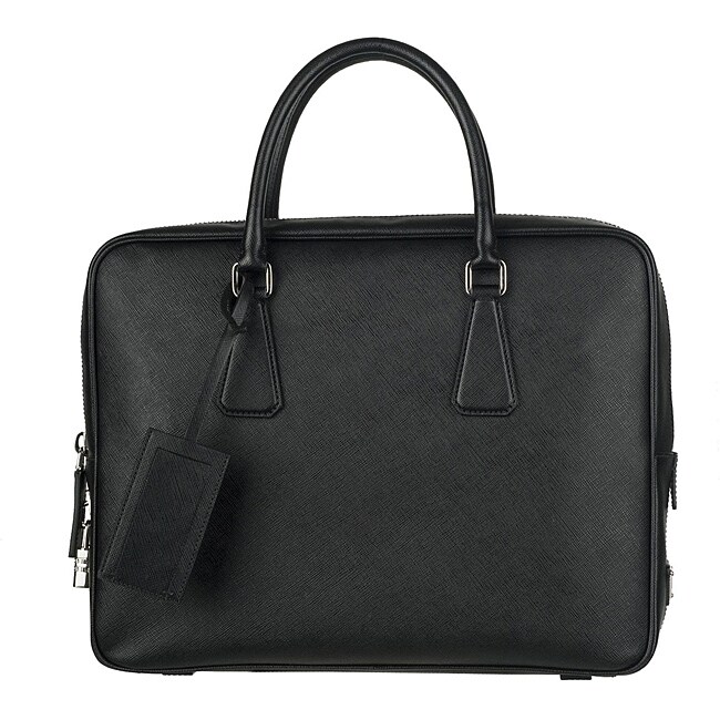 Prada VS0305 Black Leather Bag - 13419084 - Overstock.com Shopping ...