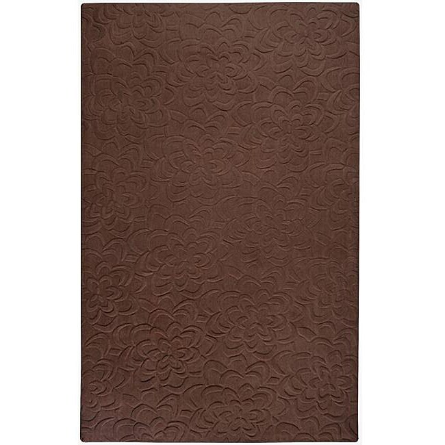 Candice Olson Loomed Chocolate Floral Plush Wool Rug (9' x 13')