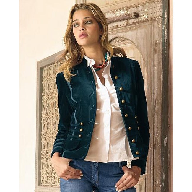 Newport News Women's Military Style Cotton Velveteen Jacket - 13476526