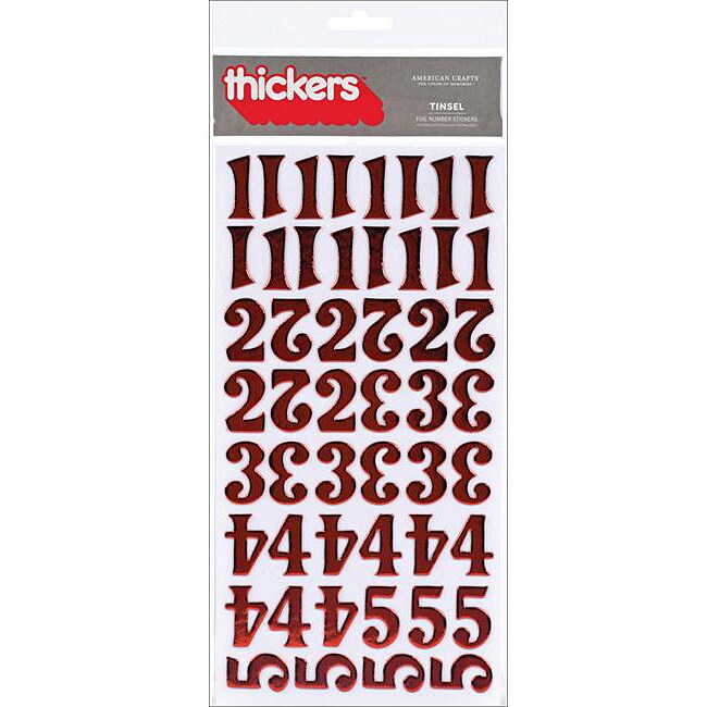 Thickers Foil Tinsel Cherry Number Stickers