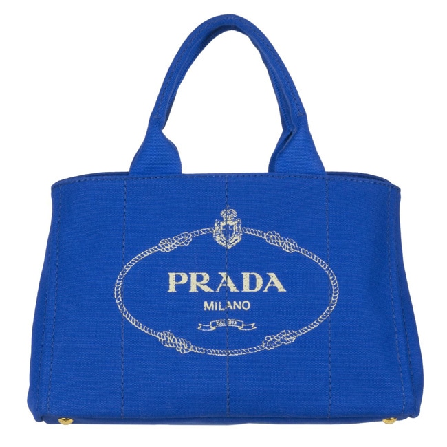 Prada BN1877 Blue Canvas Tote Bag - 13486143 - Overstock.com ...  